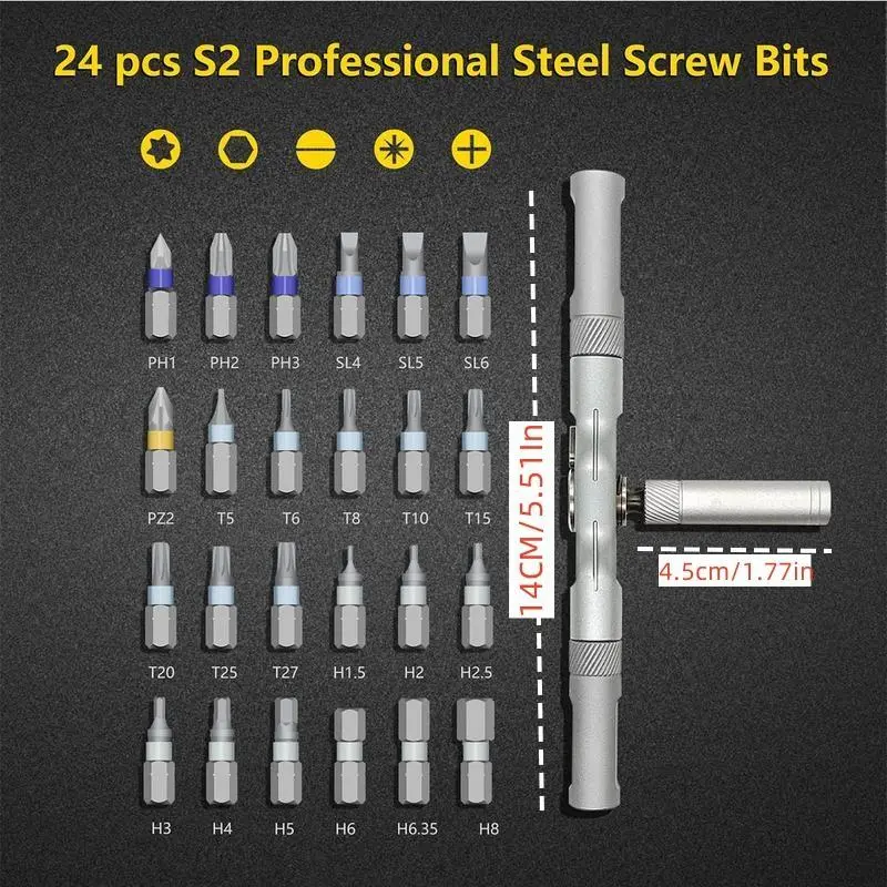 Ratchet Magetic Screwdriver Set, S2 Steel Precision Screwdriver Set - Removable Self Assembly Screwdriver Kit for Furniture Assembly and Repair - Gift for DIYer