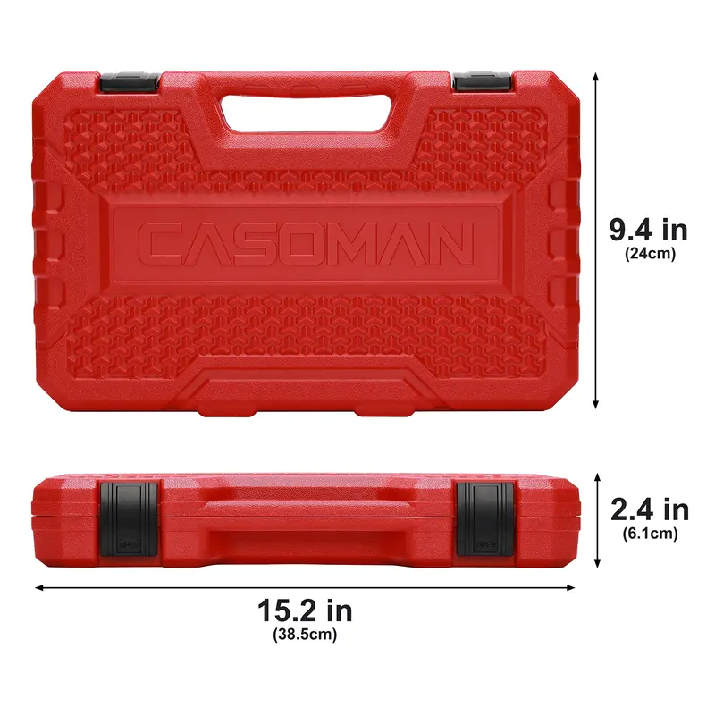 CASOMAN 49 Piece 3/8" Drive 6 Point Chrome Vanadium Steel Impact Sockets Set Ratchet Socket Wrench, Extension Bars, Adapter, Universal Joint, Laser Etching, Rounded Off Guard, Corrosion Resist, Fast Size ID, Automotive Mechanic Tools #tool upgrade,toolu