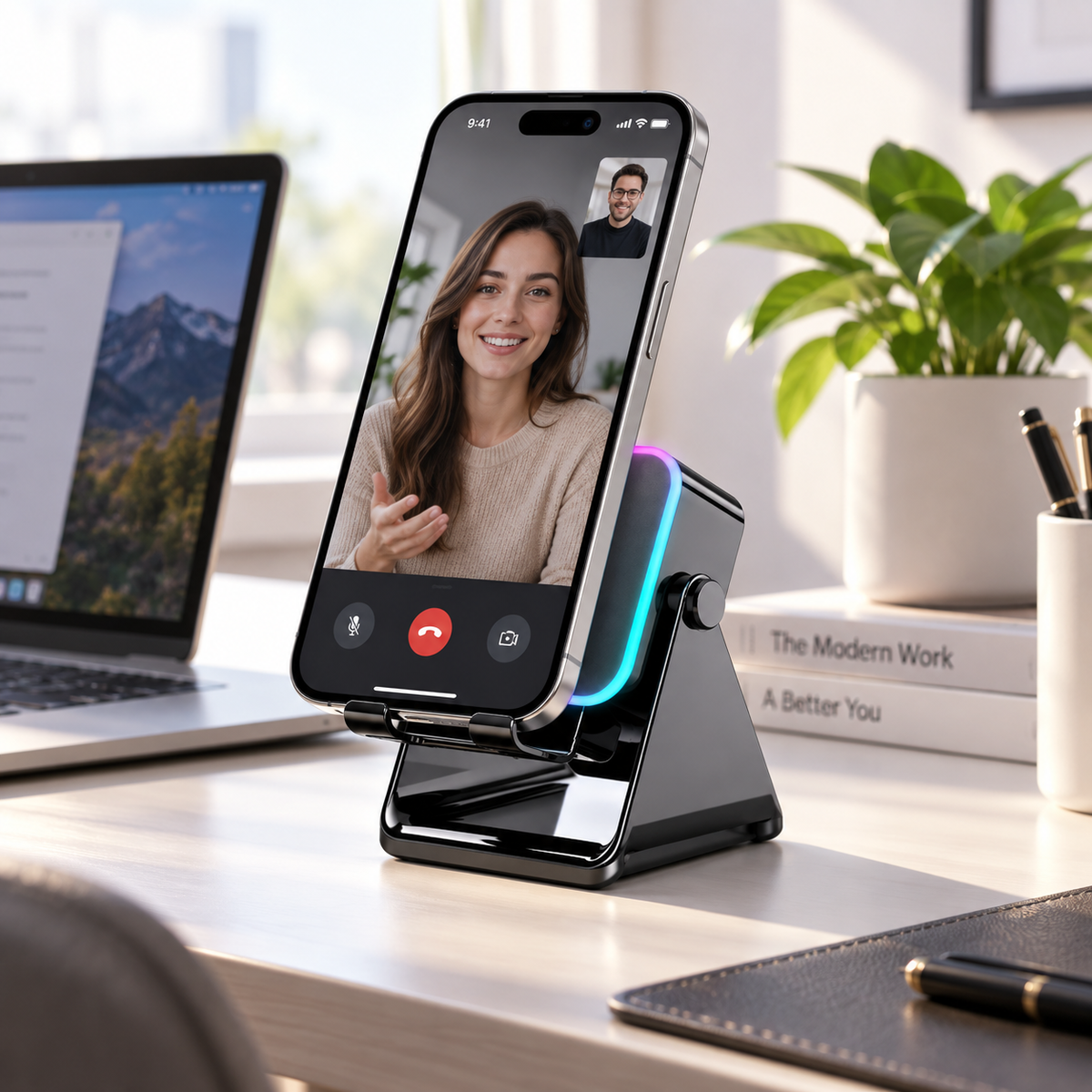 🎵5-in-1 Wireless Induction Bluetooth Speaker with Adjustable Phone Stand