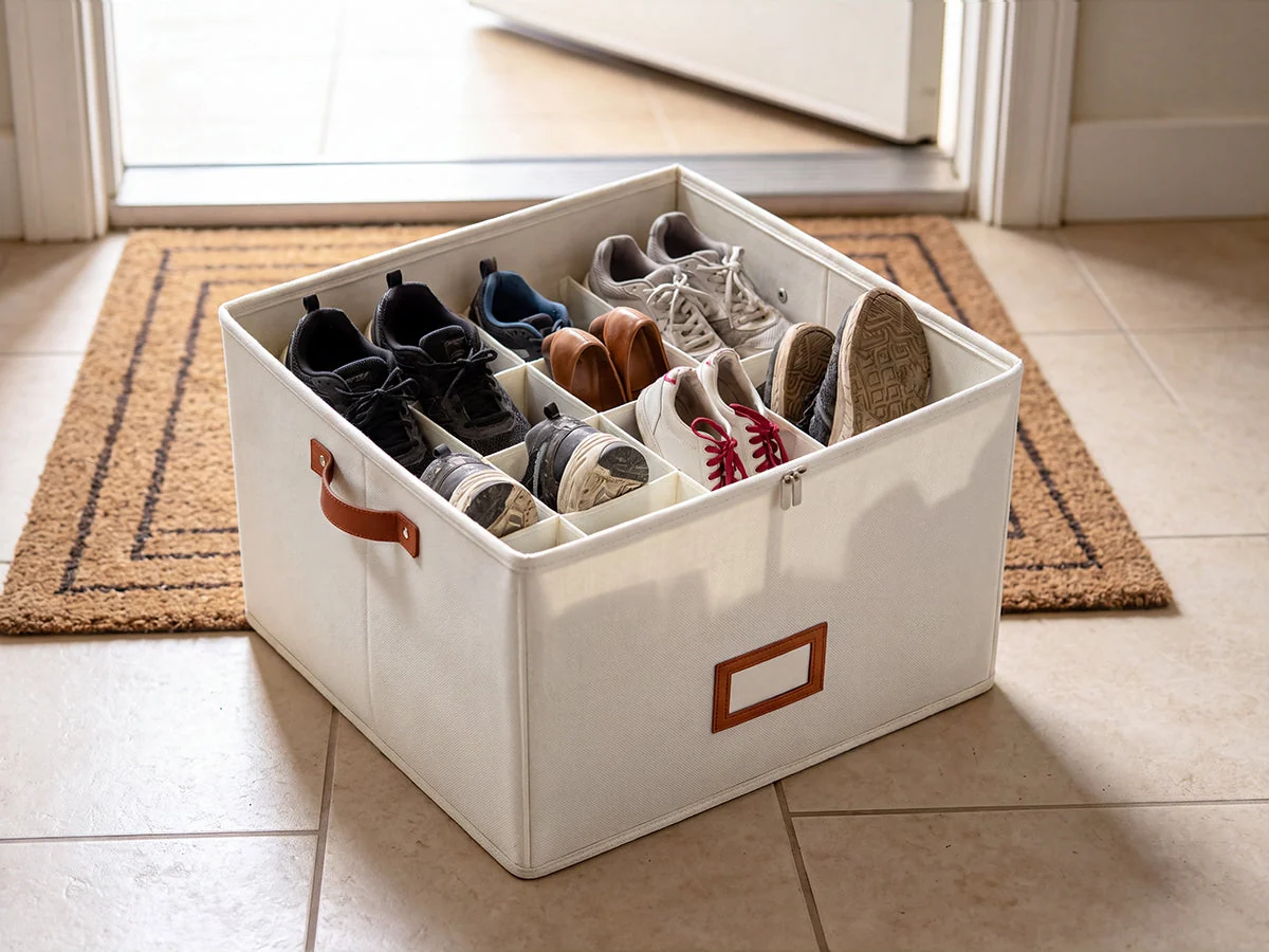 👟 Fabric Shoe Organizer Storage Box – Foldable, Large Capacity, Dustproof & Breathable for Closet & Bedroom 🧺✨