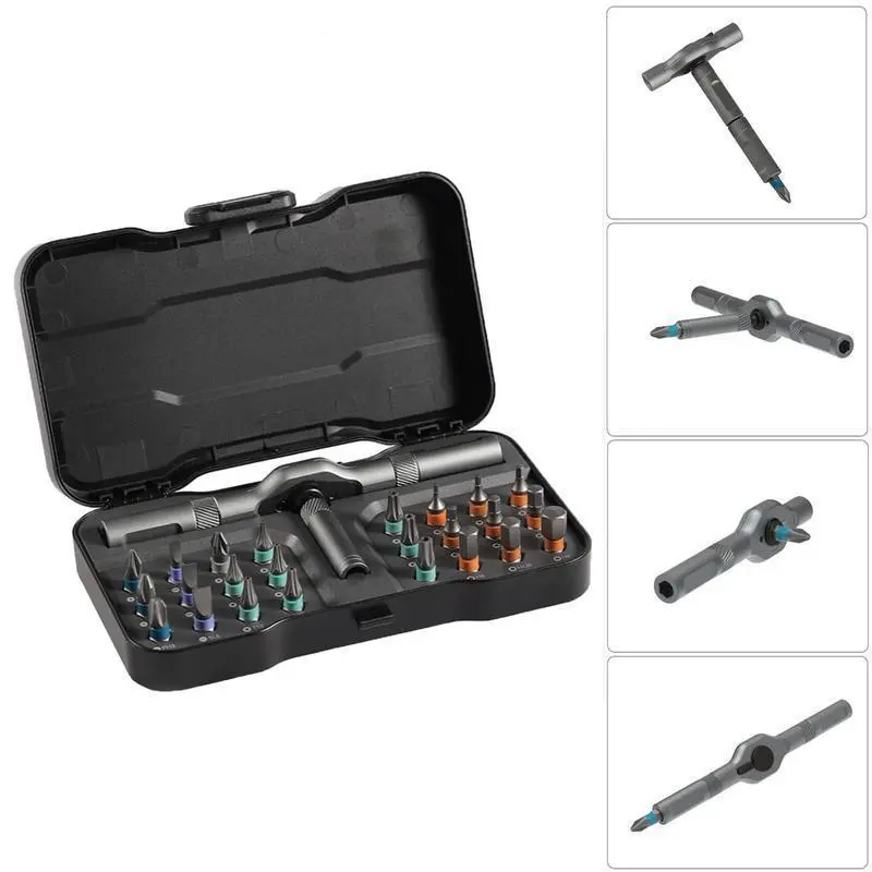 Ratchet Magetic Screwdriver Set, S2 Steel Precision Screwdriver Set - Removable Self Assembly Screwdriver Kit for Furniture Assembly and Repair - Gift for DIYer